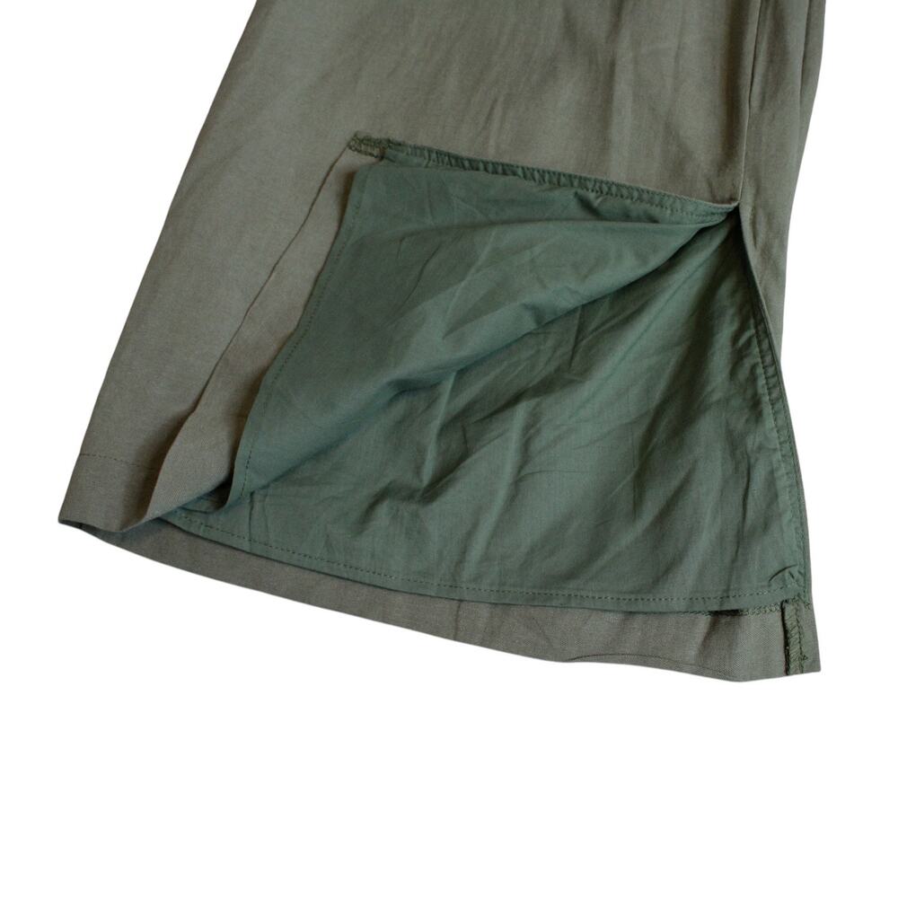 Lulus Jet Stream Olive Green High-Waisted Wide-Leg Pants Slit Hem Linen Blend Sm - Picture 10 of 14